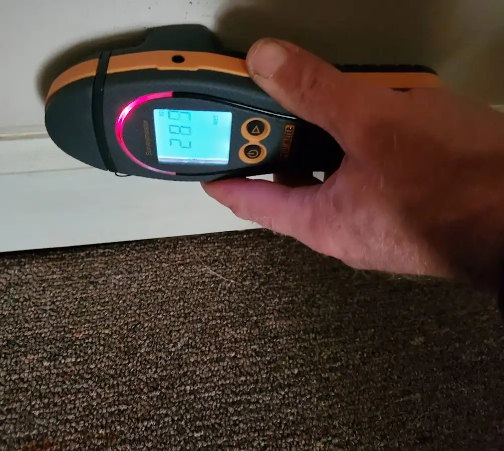 Moisture detection at baseboard during Sewage Cleanup & Sanitation in San Gabriel